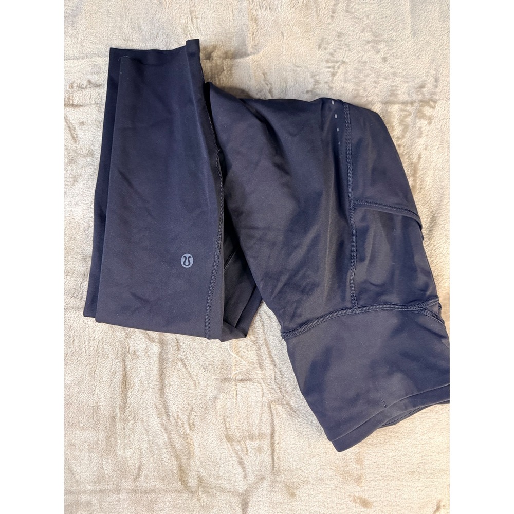 Lululemon Black High Rise Running Leggings with Pockets Reflective Dots Size 4